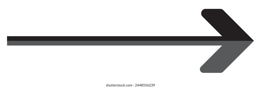 Straight line with point on start and arrow on finish. Symbol of direction, aim, target, path, easy challenge, fast way, ideal plan isolated on white background. Vector graphic illustration