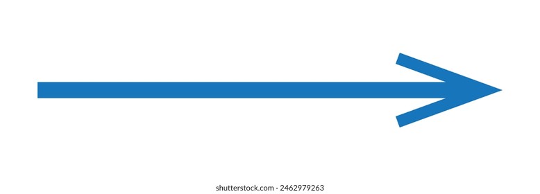 Straight line with point on start and arrow on finish. Symbol of direction, aim, target, path, easy challenge, fast way, ideal plan isolated on white background. Vector graphic illustration