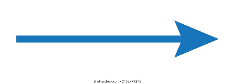 Straight line with point on start and arrow on finish. Symbol of direction, aim, target, path, easy challenge, fast way, ideal plan isolated on white background.