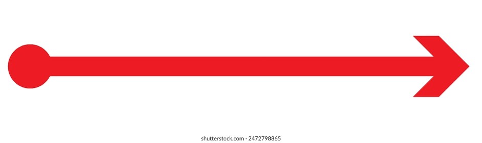 Straight line with point on start and arrow on finish. Symbol of direction, aim, target, path, easy challenge, fast way, ideal plan isolated on white background. Vector graphic illustration