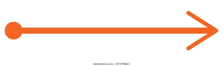Línea recta con punto en el inicio y flecha en el final. Símbolo de dirección, puntería, objetivo, camino, desafío fácil, vía rápida, Plan ideal aislado sobre fondo blanco. Ilustración gráfica de Vector