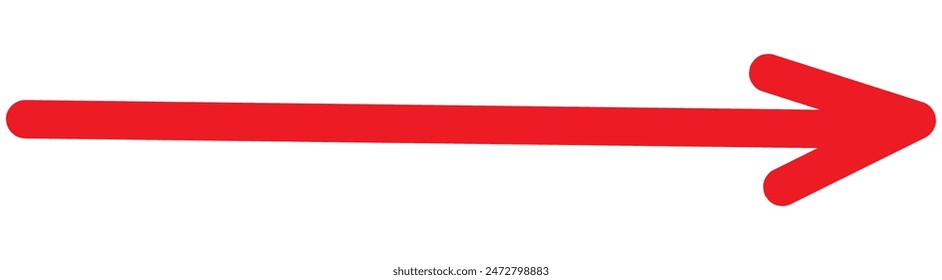 Straight line with point on start and arrow on finish. Symbol of direction, aim, target, path, easy challenge, fast way, ideal plan isolated on white background. Vector graphic illustration