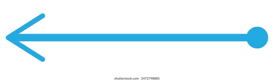 Straight line with point on start and arrow on finish. Symbol of direction, aim, target, path, easy challenge, fast way, ideal plan isolated on white background. Vector graphic illustration