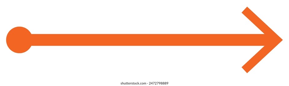 Straight line with point on start and arrow on finish. Symbol of direction, aim, target, path, easy challenge, fast way, ideal plan isolated on white background. Vector graphic illustration