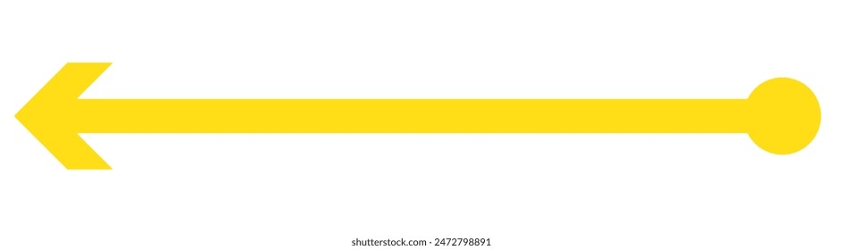 Straight line with point on start and arrow on finish. Symbol of direction, aim, target, path, easy challenge, fast way, ideal plan isolated on white background. Vector graphic illustration
