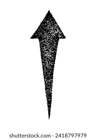 A straight line pointing up, vector illustration in doodle style and sketch technique, dotwork, tattoo, sticker for design and decoration, black dots on a white background