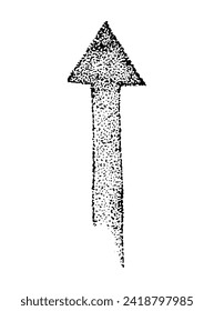 A straight line pointing up, vector illustration in doodle style and sketch technique, dotwork, tattoo, sticker for design and decoration, black dots on a white background