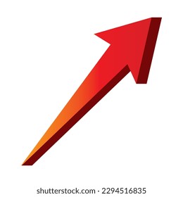 Straight line rising three-dimensional red arrow