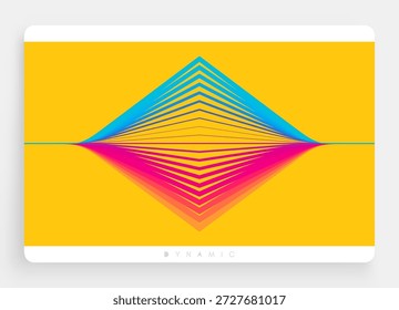 A straight line splits into many rays of the rainbow spectrum, which then reunite into a straight line. Threads unwinding. Vibrating string. Layers of sheets. Illustration for cover or presentation.