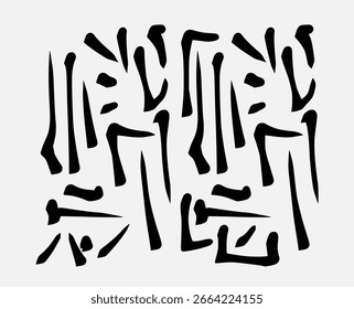 Straight line vector Asian ink brush strokes. Black hand drawn stripes, smears. Chinese, Japanese or  Korean calligraphy brushstrokes set. paint line texture.