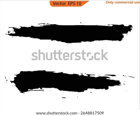 Straight Line Vector Asian Ink Brush Strokes – Hand-Drawn Black Stripes, Smears, Calligraphy Brushstroke Set, Rough Grunge Paint Lines