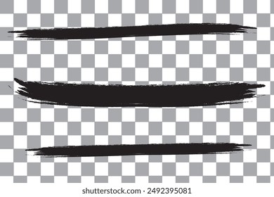 Straight line vector brush strokes. Black hand drawn stripes, smears. Chinese, Korean or Japanese calligraphy brushstrokes. Rough grunge thick paint line texture. Vector sketch rectangle text boxes