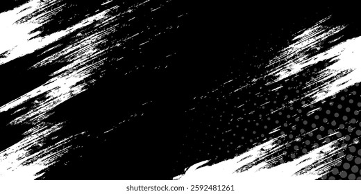 Straight line vector brush strokes. Black hand drawn stripes, smears. Chinese or Japanese calligraphy brushstrokes set. Rough grunge thick paint line