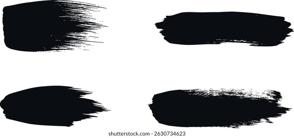 Straight line vector brush strokes. Black hand drawn stripes, smears