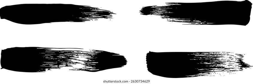 Straight line vector brush strokes. Black hand drawn stripes, smears