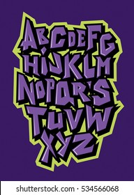 Straight Lines Comic Graffiti Font. Vector Alphabet