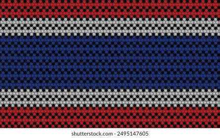 Líneas rectas que contrastan con el diseño lleno de los colores de la bandera tailandesa.