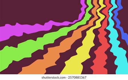 Straight lines of different colors with a bend. Full color straight line with a curve. EPS 10