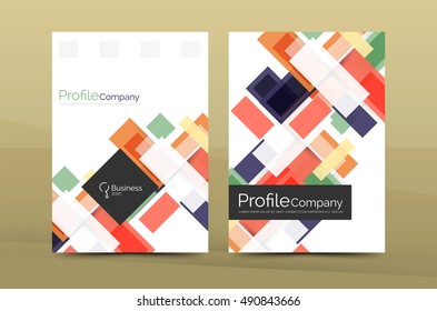 Straight lines geometric business report templates. Vector abstract background set