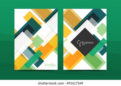 Straight lines geometric business report templates. Vector abstract background set