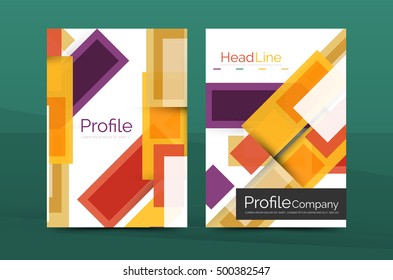 Straight lines geometric business report templates. Vector abstract background set