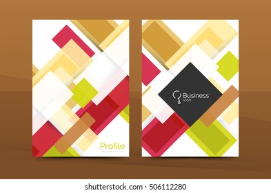 Straight lines geometric business report templates. Vector abstract background set