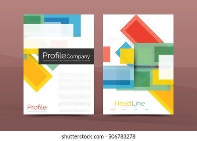 Straight lines geometric business report templates. Vector abstract background set