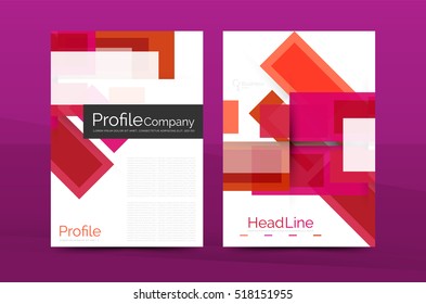 Straight lines geometric business report templates. Vector abstract background set