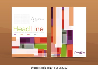 Straight lines geometric business report templates. Vector abstract background set