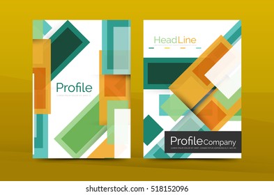 Straight lines geometric business report templates. Vector abstract background set