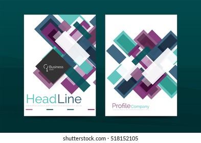 Straight lines geometric business report templates. Vector abstract background set