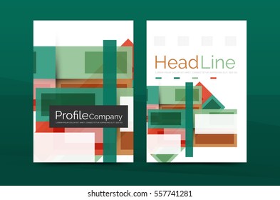 Straight lines geometric business report templates. Vector abstract background set