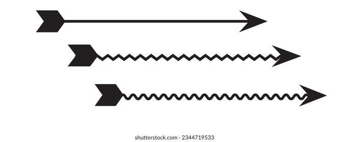 Straight long arrow. Black straight long arrows vector isolated illustration.