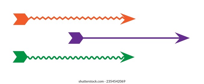 Straight long arrow. Color straight long arrows vector isolated illustration.