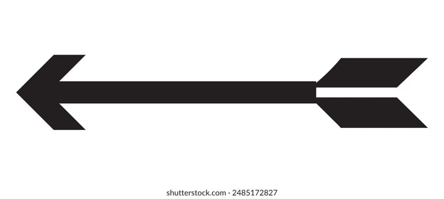 Icono recto de flecha larga, línea fina izquierda, cursor negro, elemento Horizontal, Vector de puntero grueso aislado sobre fondo blanco. Ilustración simple.