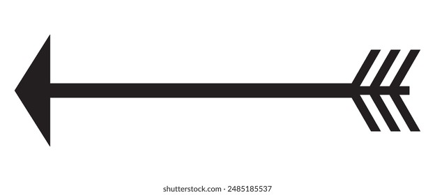 Rechter langer Pfeil, nach links zeigend, schwarzer Cursor, Horizontales Element, dickes Symbol für die Vektorgrafik des Zeigers auf weißem Hintergrund. Einfache Darstellung. eps 10