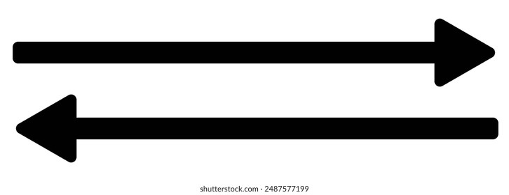 Straight long arrow icon. Vector illustration of a black arrow pointing both sides, right and left. vector icon design eps 10