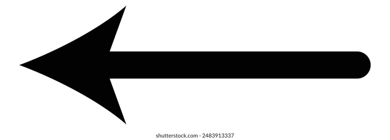Flecha recta larga, línea fina izquierda, cursor negro, elemento Horizontal, icono de Vector de puntero grueso aislado sobre fondo blanco diseño eps10