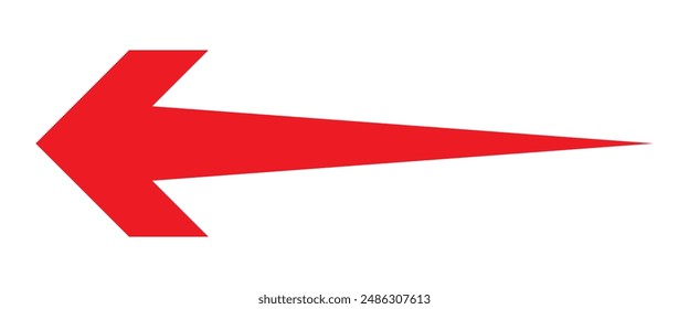 Straight long arrow, left thin line, black cursor, horizontal element, thick pointer vector icon isolated on white background eps 10. Red long arrow icon.