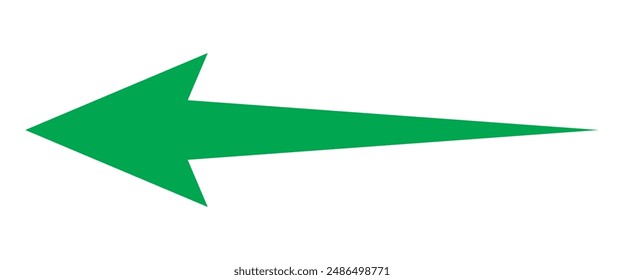Straight long arrow, left thin line, horizontal element, thick pointer vector long arrow icon isolated on white background. Simple illustration. green long arrow icon.