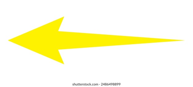 Straight long arrow, left thin line, horizontal element, thick pointer vector long arrow icon isolated on white background. Simple illustration. Yellow long arrow icon.