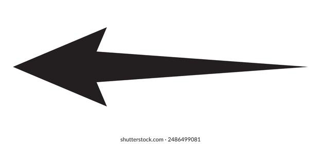 Rechter langer Pfeil, linke dünne Linie, Horizontales Element, dickes Zeiger-Vektorgrafik-langes Pfeilsymbol auf weißem Hintergrund. Einfache Darstellung. Schwarzes Symbol mit langem Pfeil.