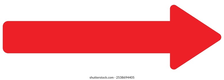 Straight long arrow, left thin line, black cursor, horizontal element, thick pointer vector icon isolated on white background. Simple illustration.