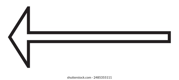 straight long arrow linear icon. Black outline horizontal arrow pointing left.