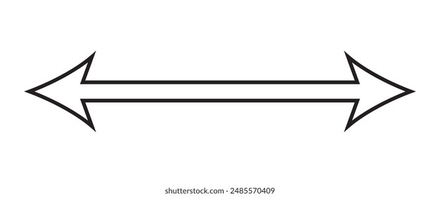 Straight long arrow linear vector icon pointing double side. eps 10