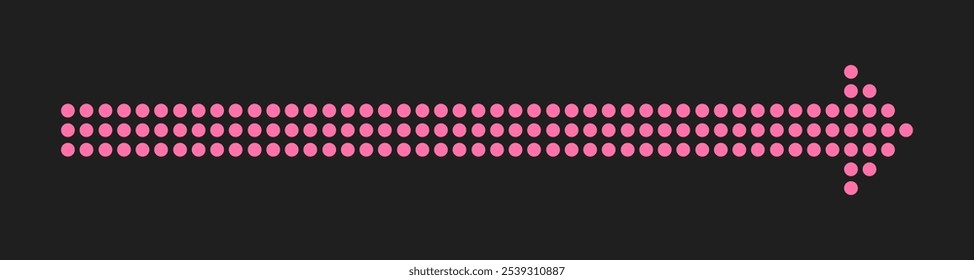 Straight Long Arrow. Pink Dashed arrow icon. Symbol for apps and web sites. Vector illustration isolated on black background.