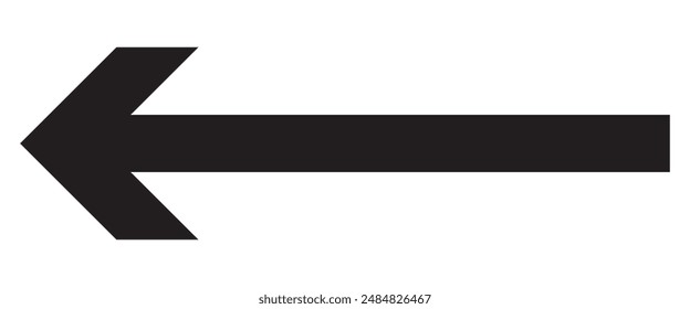 Straight long arrow sign, left thick line, black cursor, horizontal element, Simple illustration.