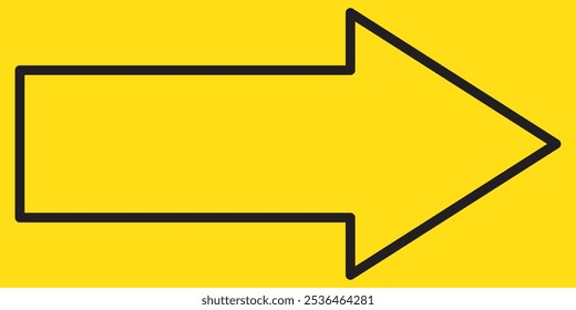 Straight long arrow vector icon. arrow icon isolated on Yellow  Black background. EPS 10.