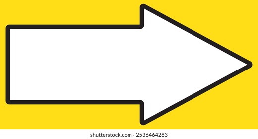 Straight long arrow vector icon. arrow icon isolated on Yellow  Black background. EPS 10.