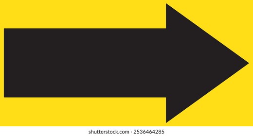 Straight long arrow vector icon. arrow icon isolated on Yellow  Black background. EPS 10.